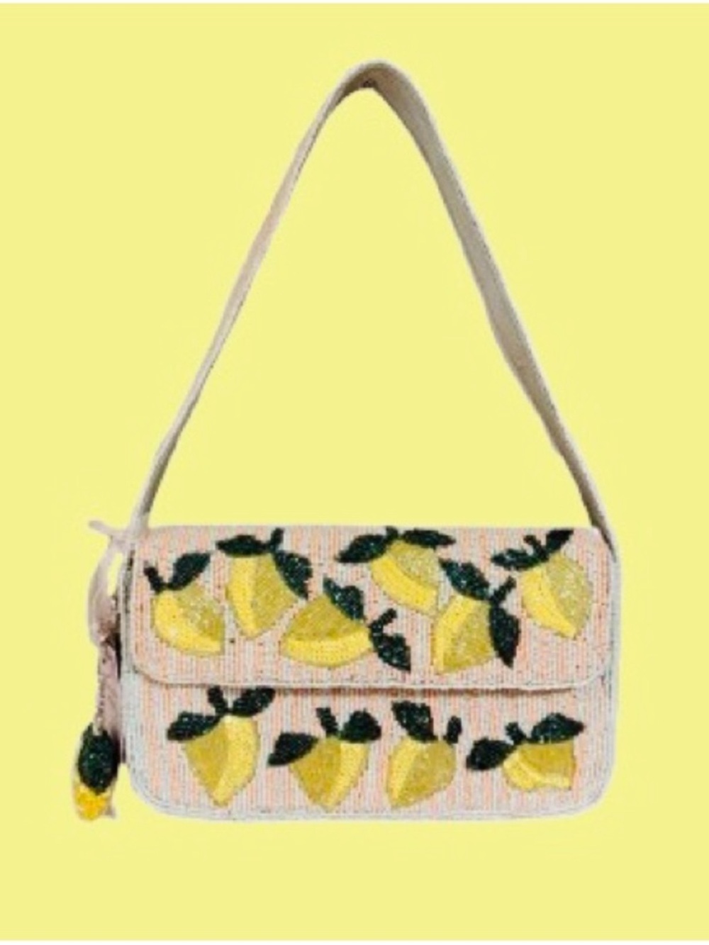 🆕- Lemon Viral Hand-Beaded Shoulder Bag. NWT - Picture 2 of 14